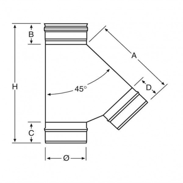 Te a 45 Simple Pared Galvanizado Z-275