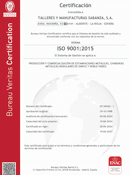 Certificado de Calidad ISO 9001